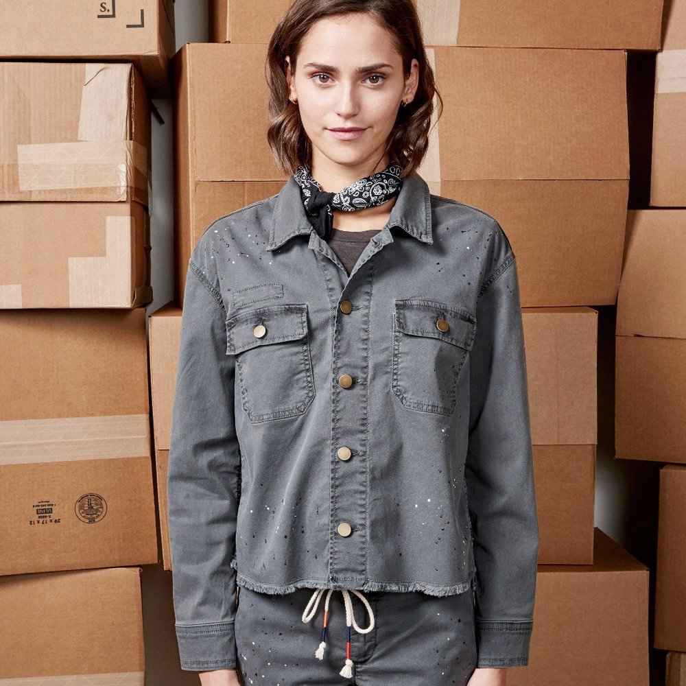 Sundry Paint Splatter Shirt Jacket Grey